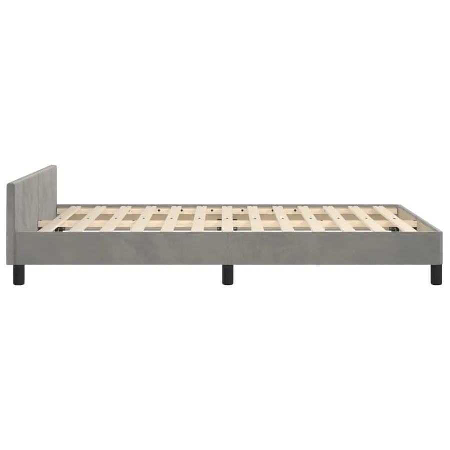 Cadre de lit sans matelas gris clair 120x200 cm velours - 7