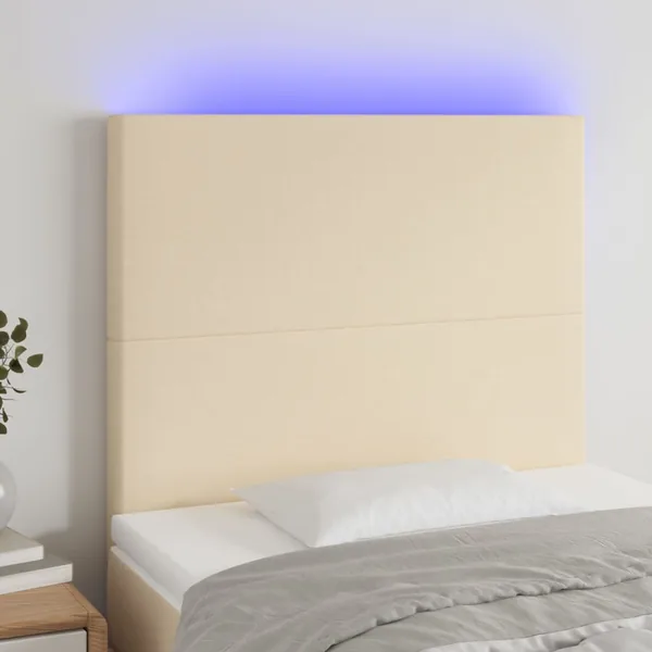 Tête de lit à LED Crème 100x5x118/128 cm Tissu