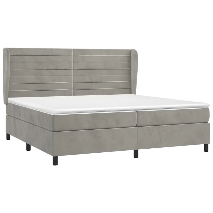 Sommier à lattes de lit et matelas Gris clair 200x200cm Velours - 3