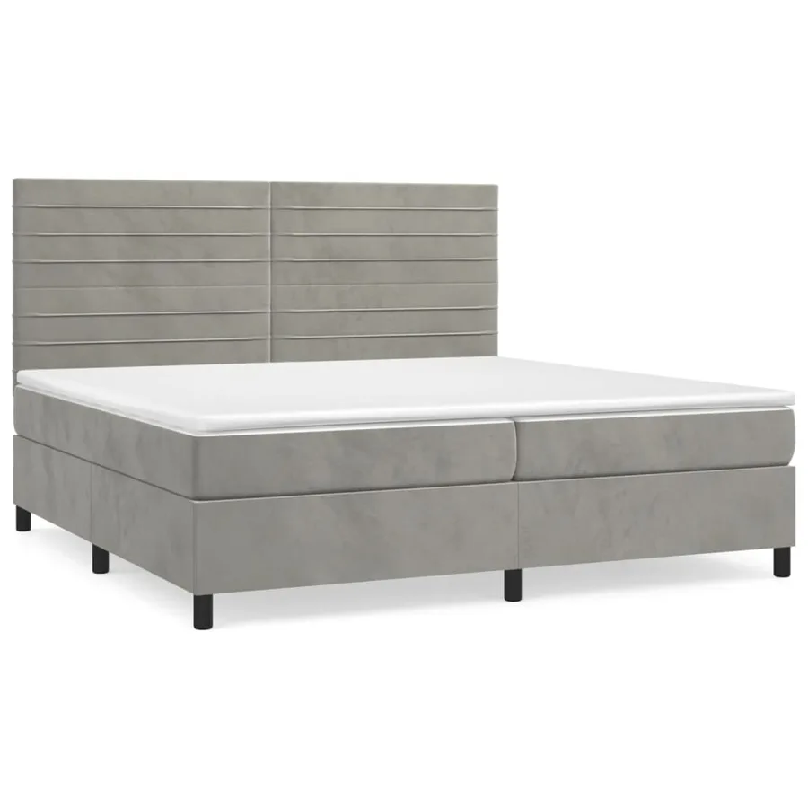 Sommier à lattes de lit et matelas Gris clair 200x200cm Velours - 2