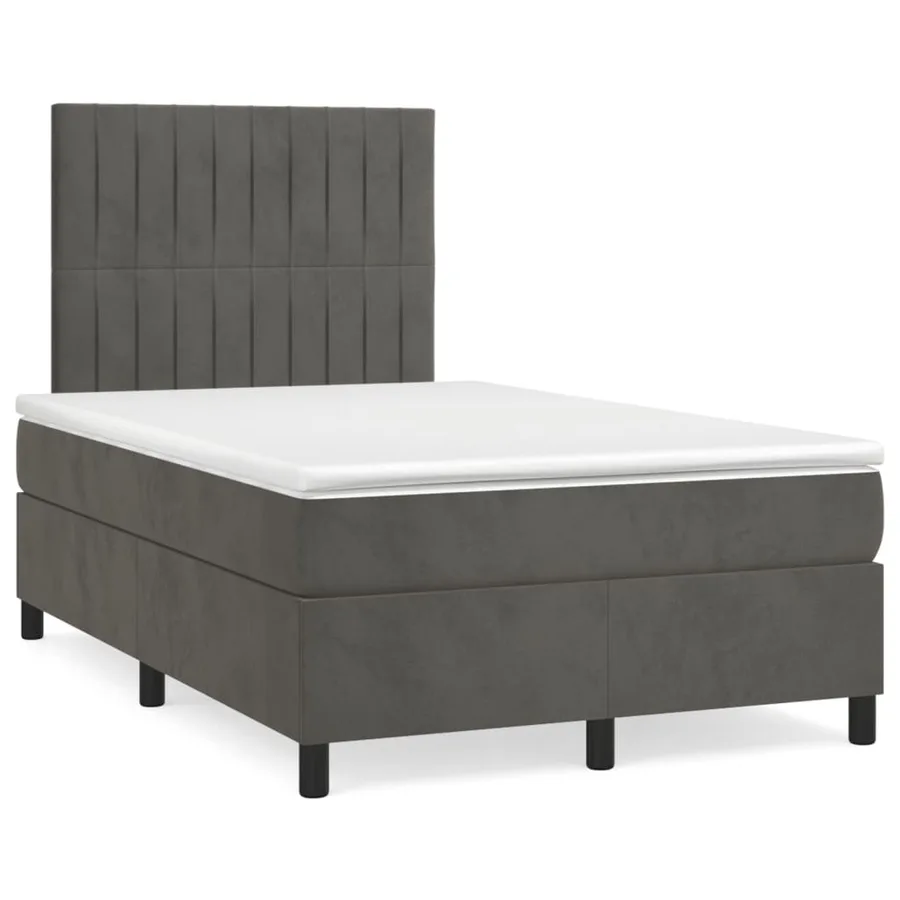 Sommier à lattes de lit et matelas Gris foncé 120x200cm Velours - 2