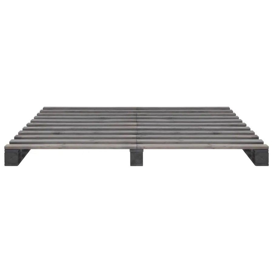 Cadre de lit de palette sans matelas gris 160x200cm bois massif - 3