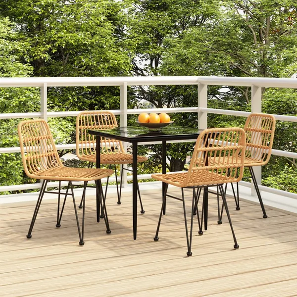 Ensemble à manger de jardin 5pcs Résine tressée