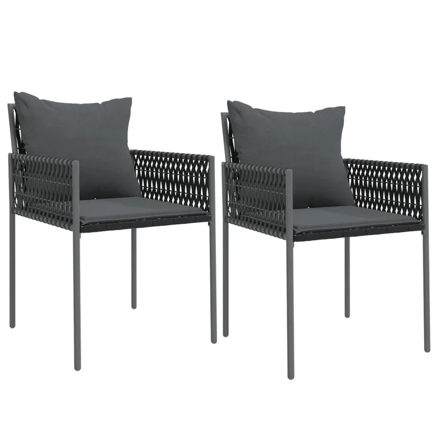 Ensemble à manger de jardin 3 pcs coussins résine tressée acier - 4