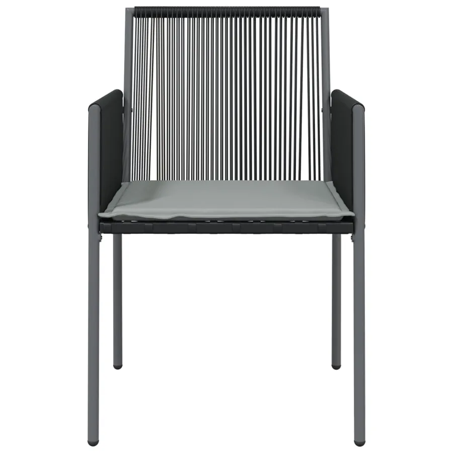 Chaises de jardin et coussins lot de 4 noir 54x60,5x83,5 cm - 4