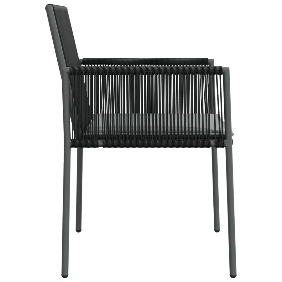 Chaises de jardin et coussins lot de 4 noir 54x60,5x83,5 cm - 5