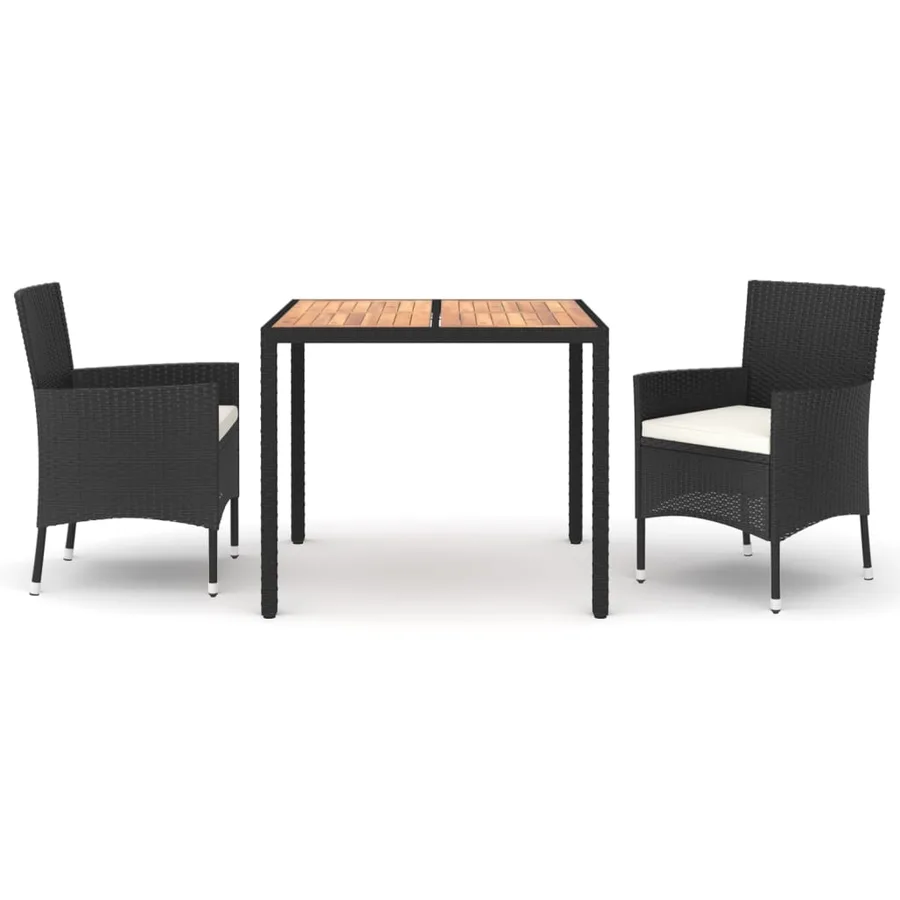 Ensemble à manger de jardin avec coussins 3 pcs Noir - 2