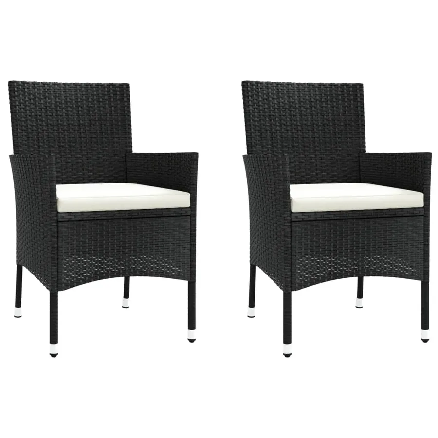 Ensemble à manger de jardin avec coussins 3 pcs Noir - 4