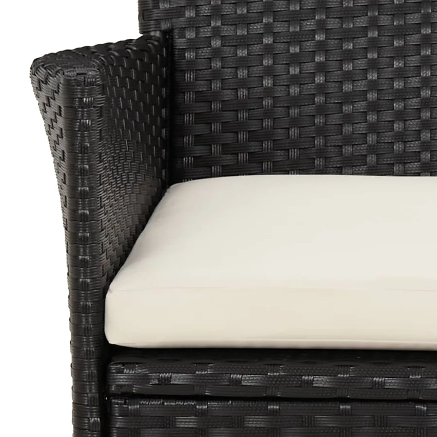 Ensemble à manger de jardin avec coussins 3 pcs Noir - 7