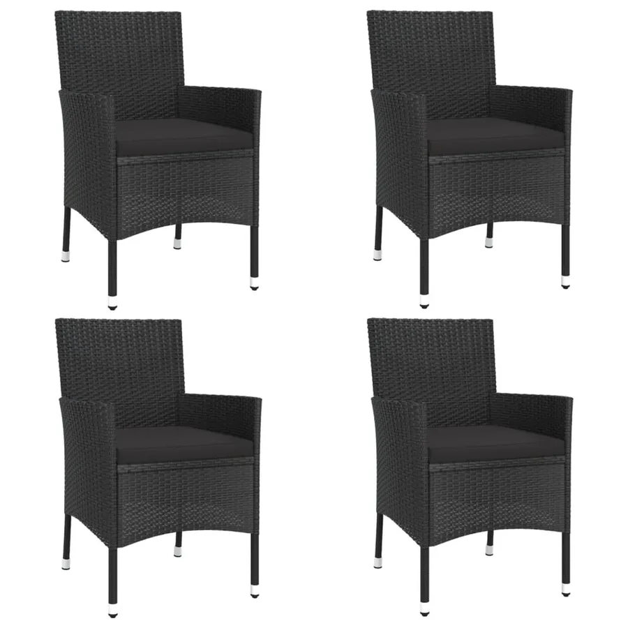 Ensemble à manger de jardin coussins 5pcs Noir Résine tressée - 4