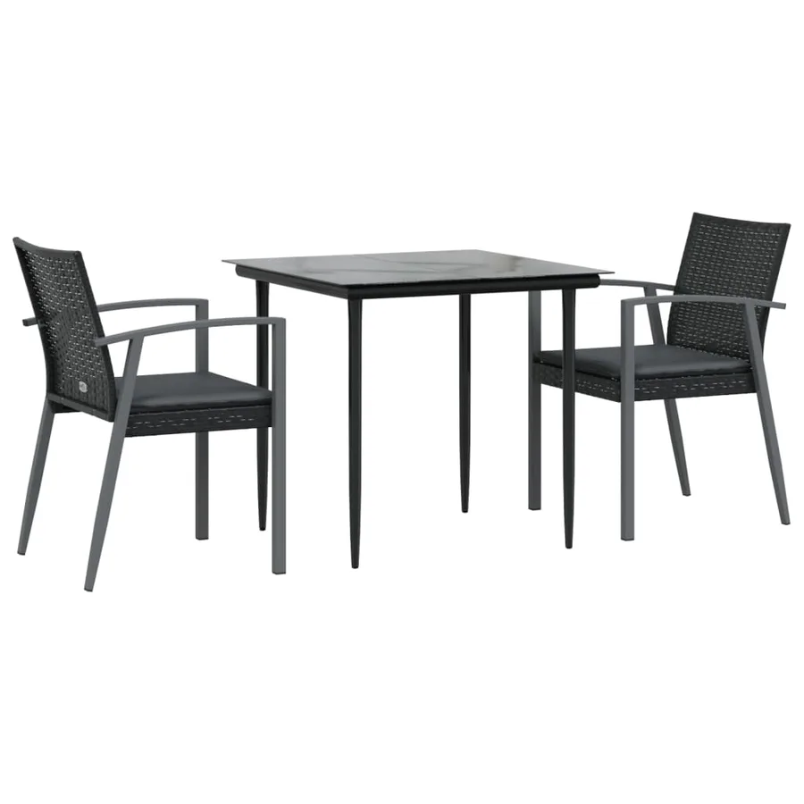Ensemble à manger de jardin 3 pcs coussins résine tressée acier - 3