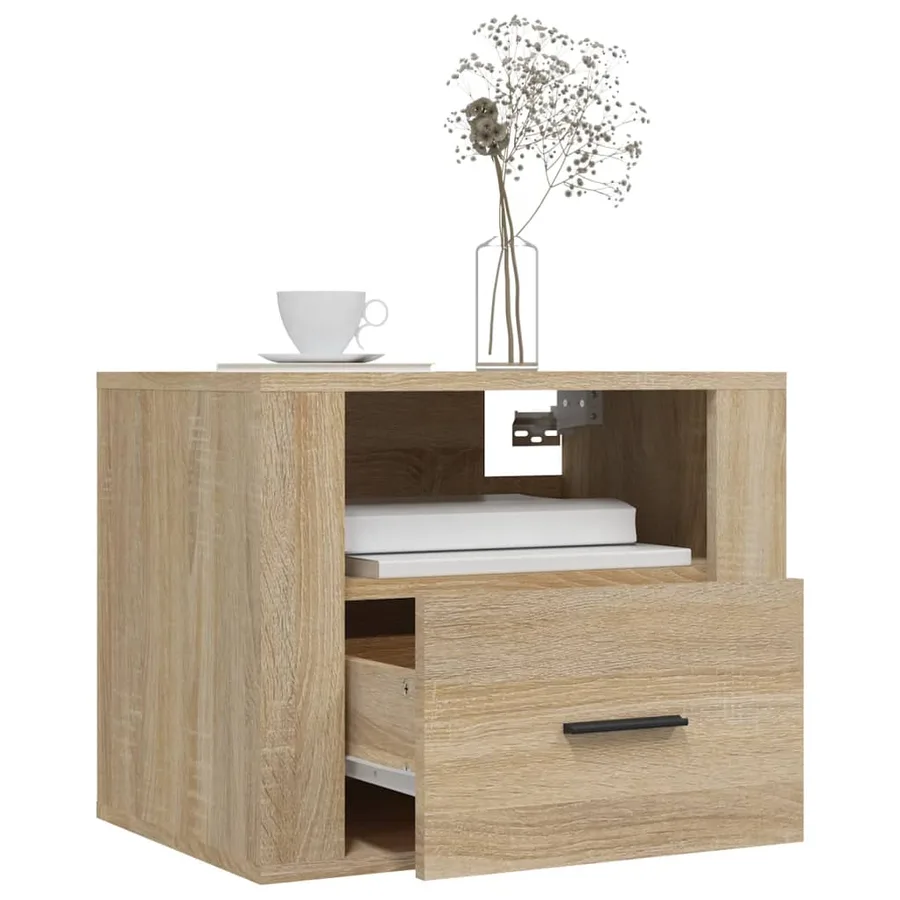 Table de chevet murale Chêne sonoma 50x36x40 cm - 4