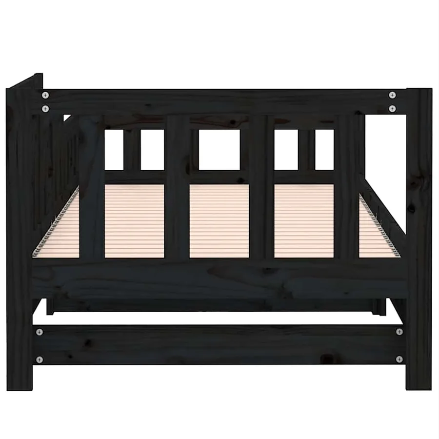 Lit coulissant sans matelas noir bois de pin massif - 10