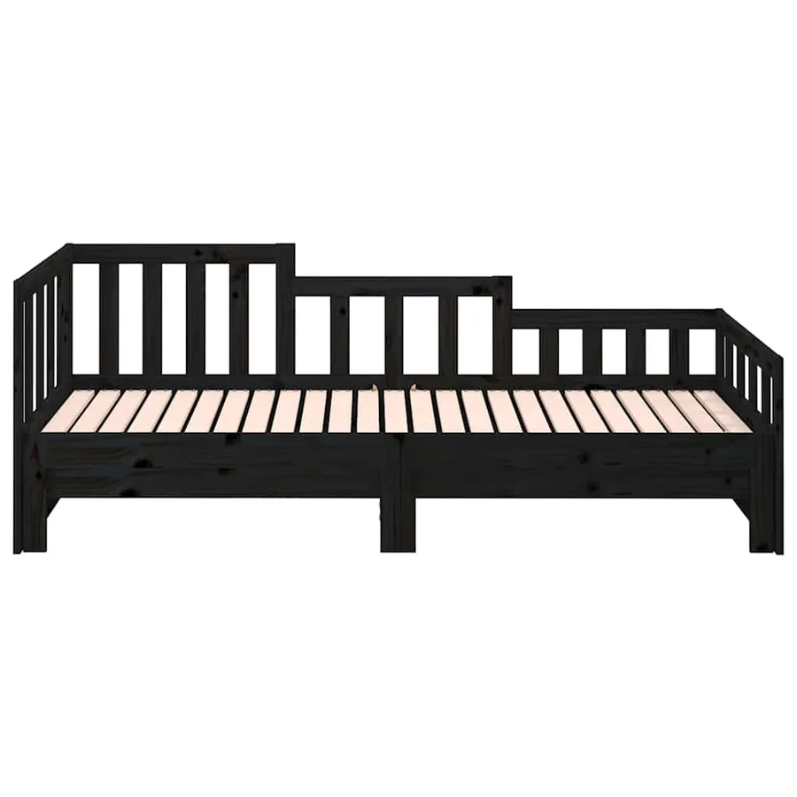 Lit coulissant sans matelas noir bois de pin massif - 9