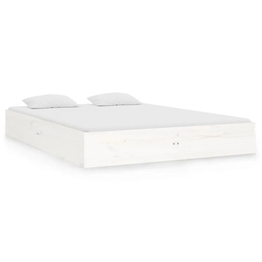 Cadre de lit sans matelas blanc bois massif 120x190 cm - 2