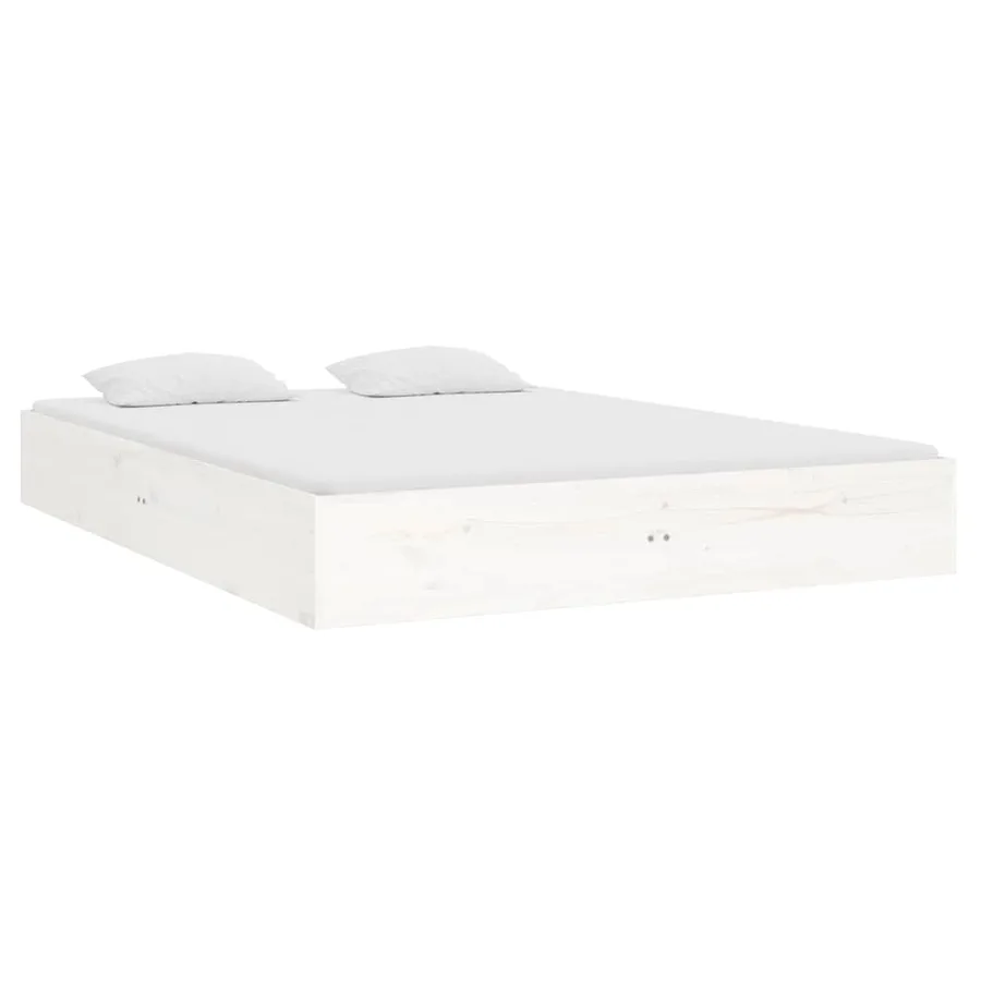 Cadre de lit sans matelas blanc bois massif 120x190 cm - 4
