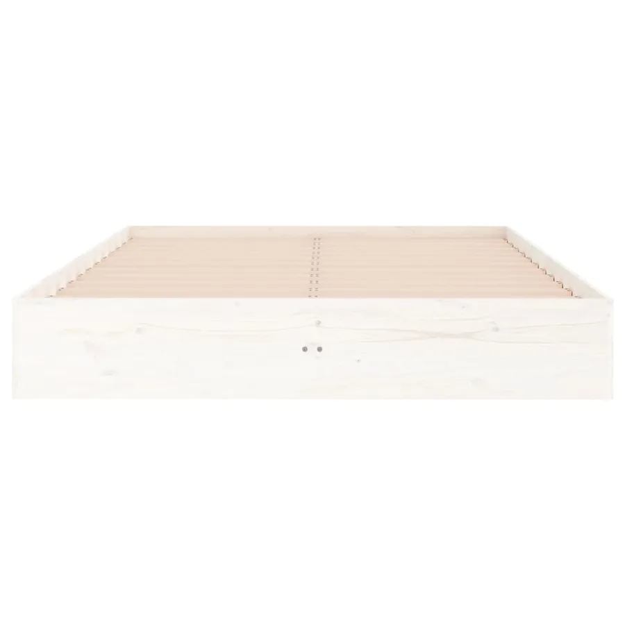 Cadre de lit sans matelas blanc bois massif 120x190 cm - 5