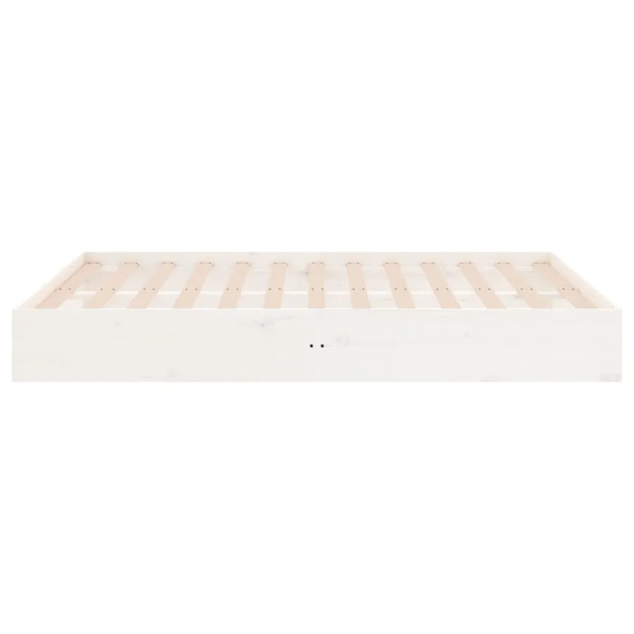 Cadre de lit sans matelas blanc bois massif 120x190 cm - 6