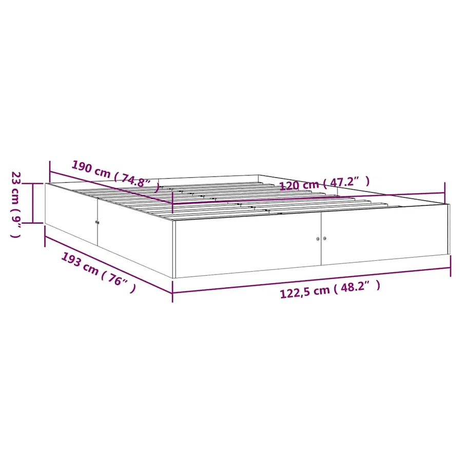 Cadre de lit sans matelas blanc bois massif 120x190 cm - 9
