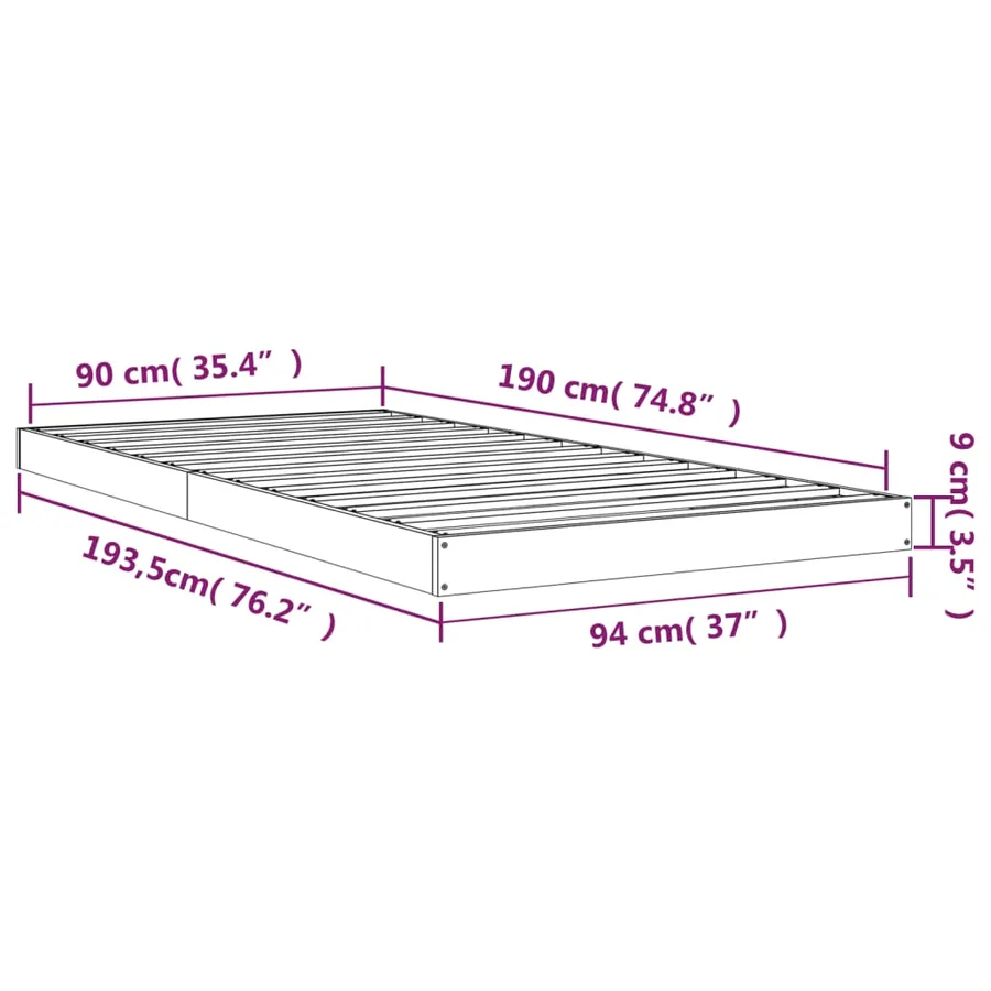 Cadre de lit sans matelas 90x190 cm bois de pin massif - 8