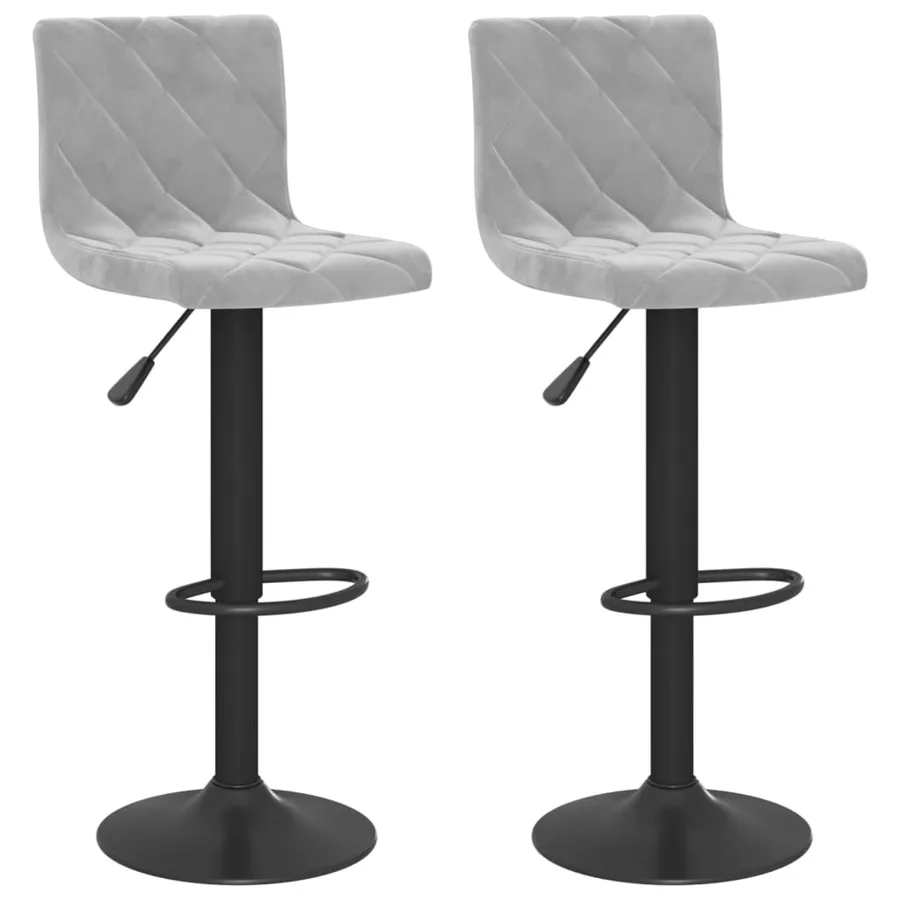 Tabourets de bar lot de 2 gris clair velours - 2