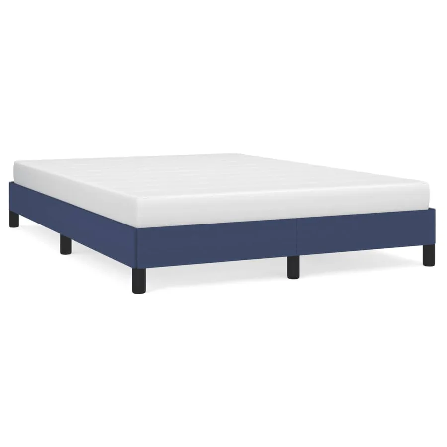 Cadre de lit sans matelas bleu 140x200 cm tissu - 2