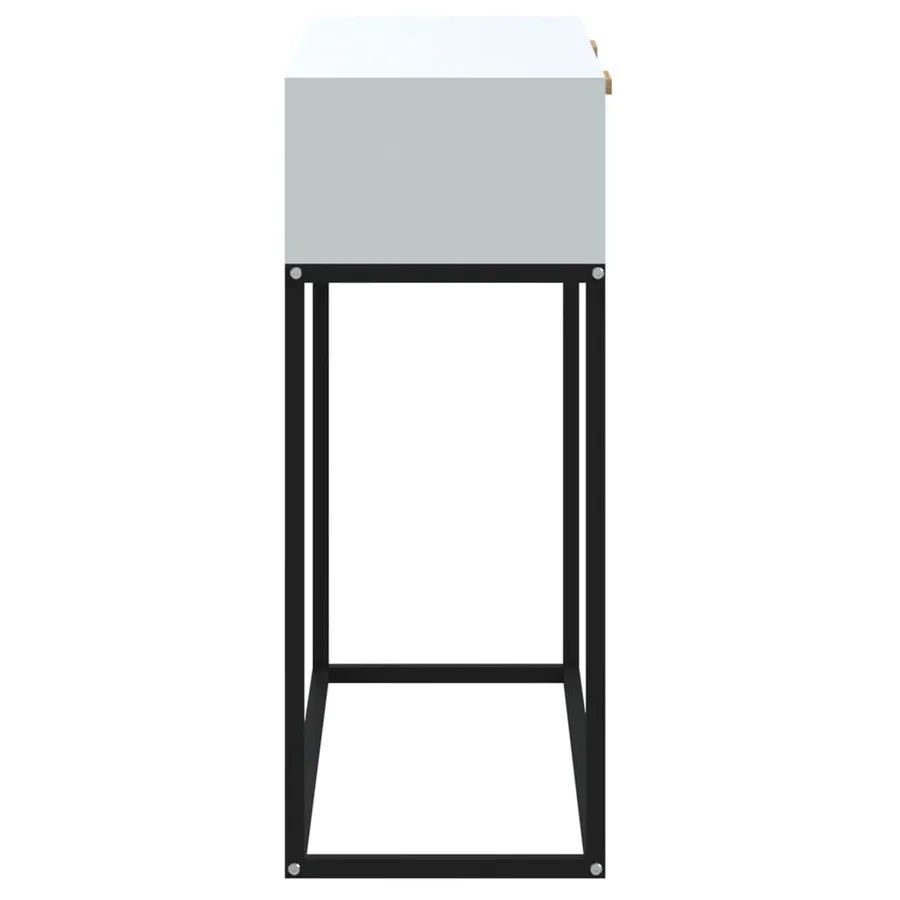 Table console blanc 80x30x75 cm bois d'ingénierie et fer - 6