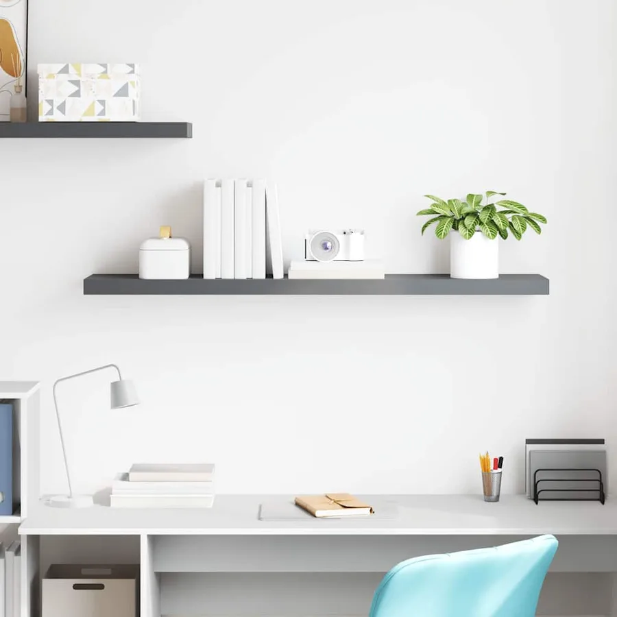 Étagère murale flottante Gris brillant 120x23,5x3,8 cm MDF - 3