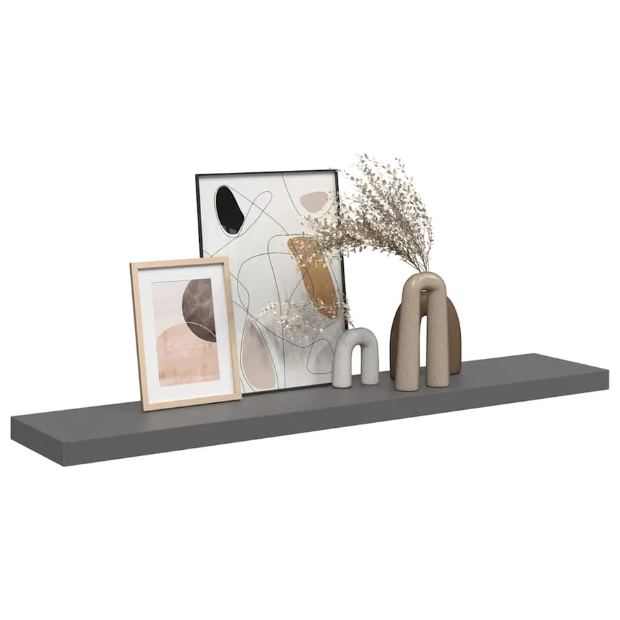 Étagère murale flottante Gris brillant 120x23,5x3,8 cm MDF - 5