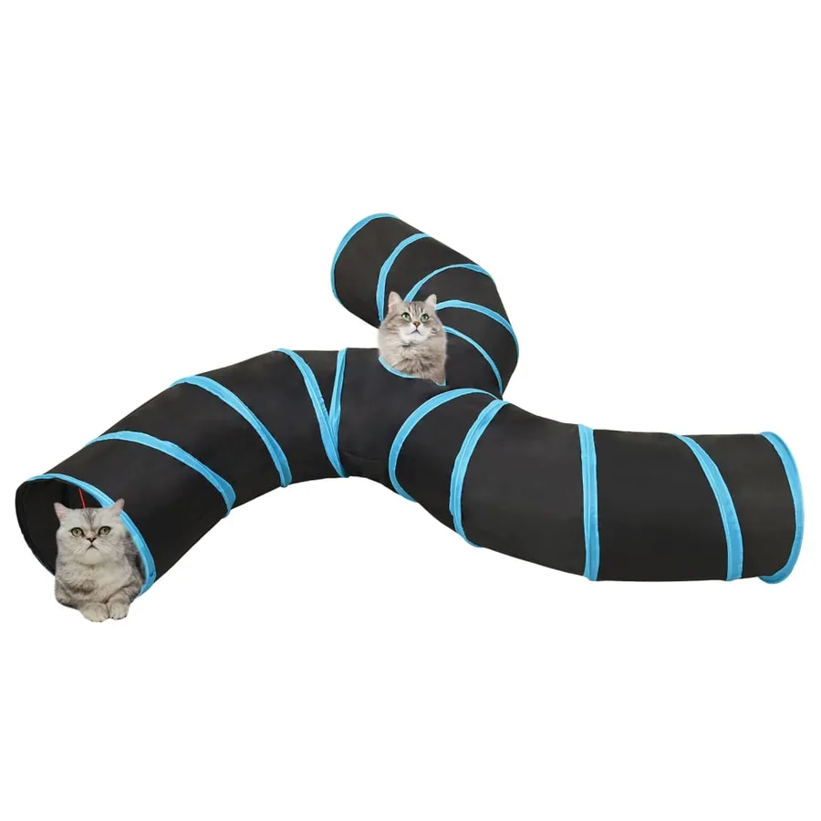 Tunnel pour chats à 3 voies Noir et bleu 25 cm Polyester - 2