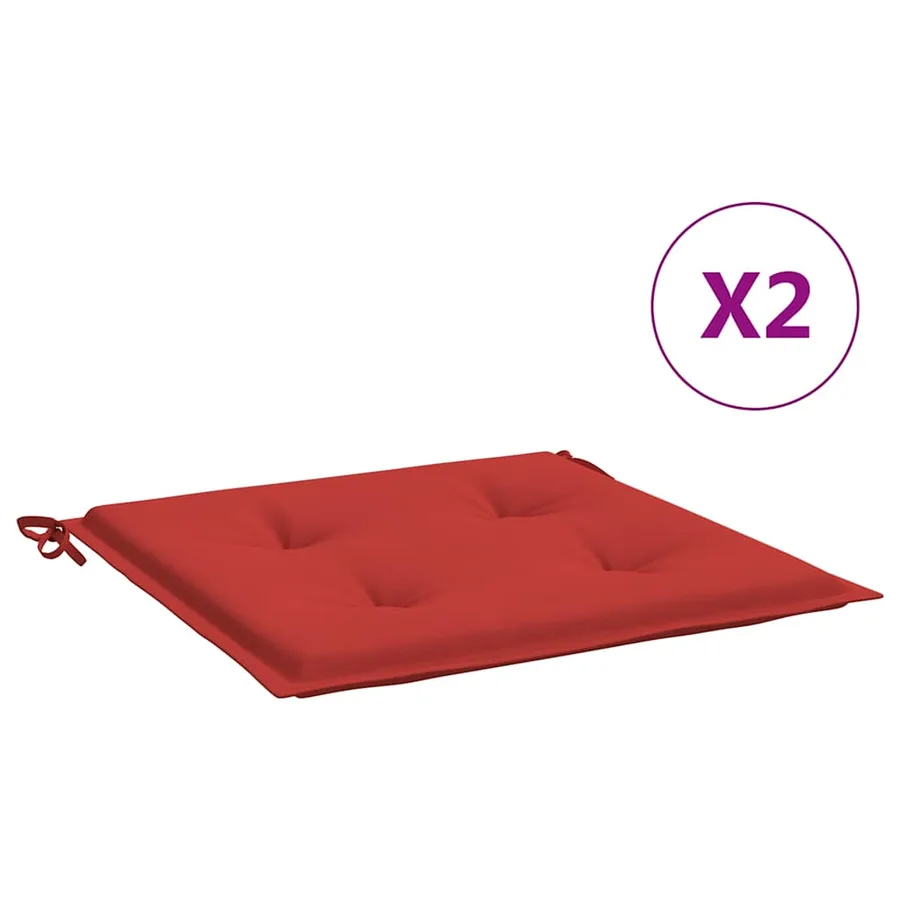 Coussins de chaise de jardin lot de 2 rouge 50x50x4 cm - 2