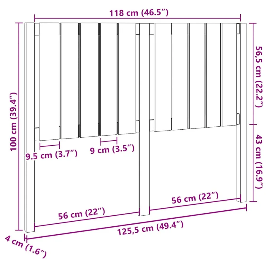 Tête de lit 125,5x4x100 cm Bois massif de pin - 6