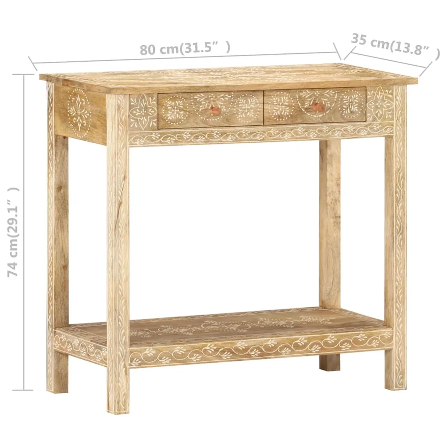 Table console 80x35x74 cm Bois de manguier massif - 8