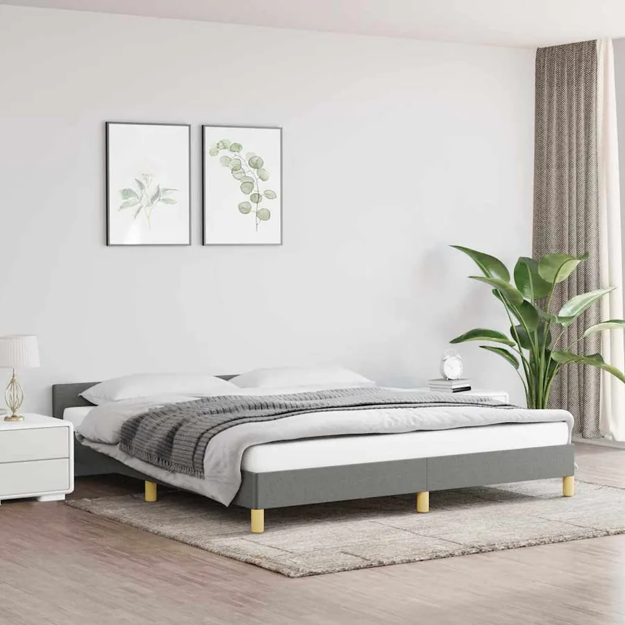 Cadre de lit sans matelas gris foncé 160x200 cm tissu