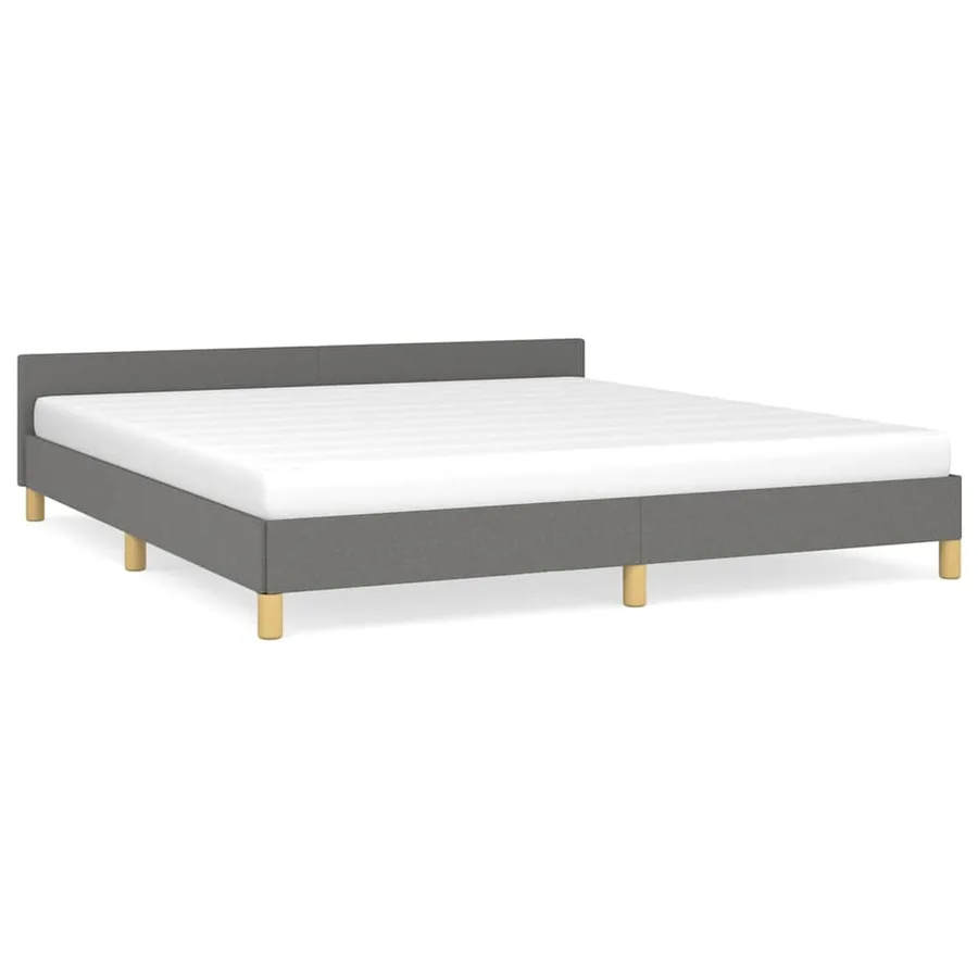 Cadre de lit sans matelas gris foncé 160x200 cm tissu - 2