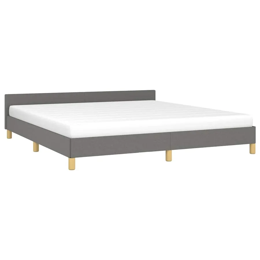 Cadre de lit sans matelas gris foncé 160x200 cm tissu - 3