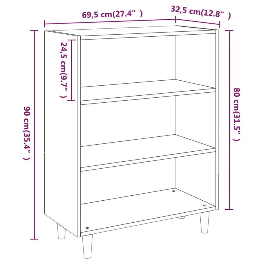 Buffet Blanc 69,5x32,5x90 cm Bois d'ingénierie - 7