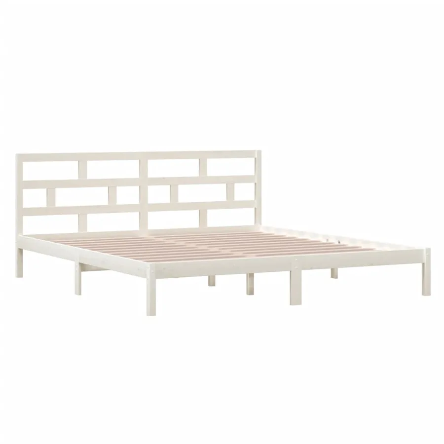 Cadre de lit sans matelas blanc bois massif 140x190 cm - 3