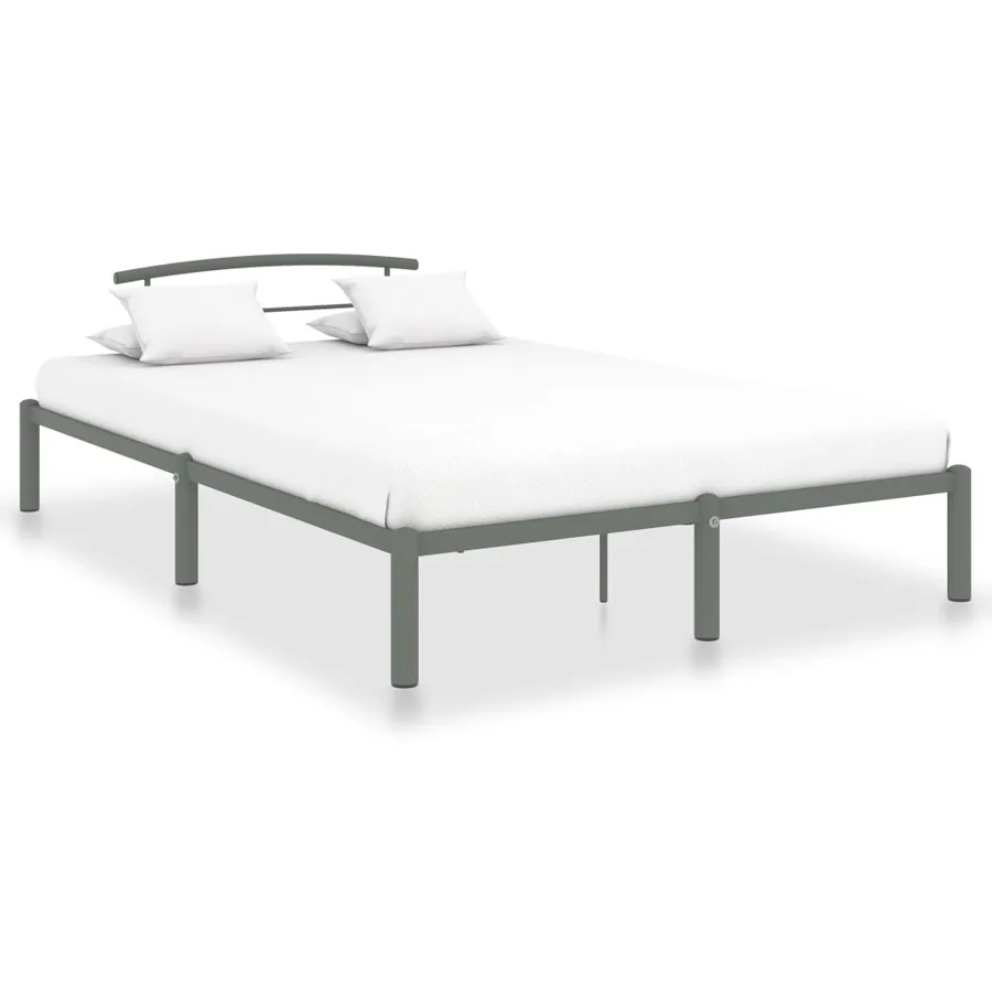Cadre de lit sans matelas gris métal 160x200 cm