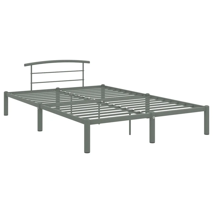 Cadre de lit sans matelas gris métal 160x200 cm - 2