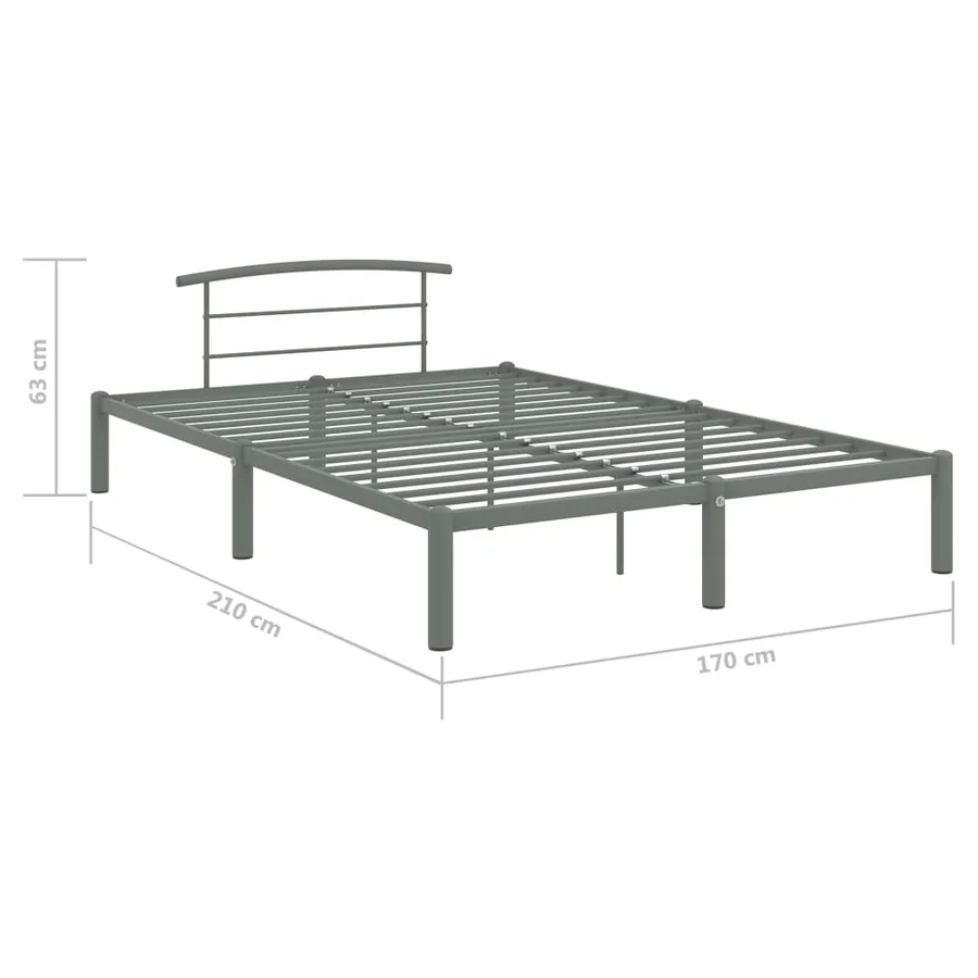 Cadre de lit sans matelas gris métal 160x200 cm - 7