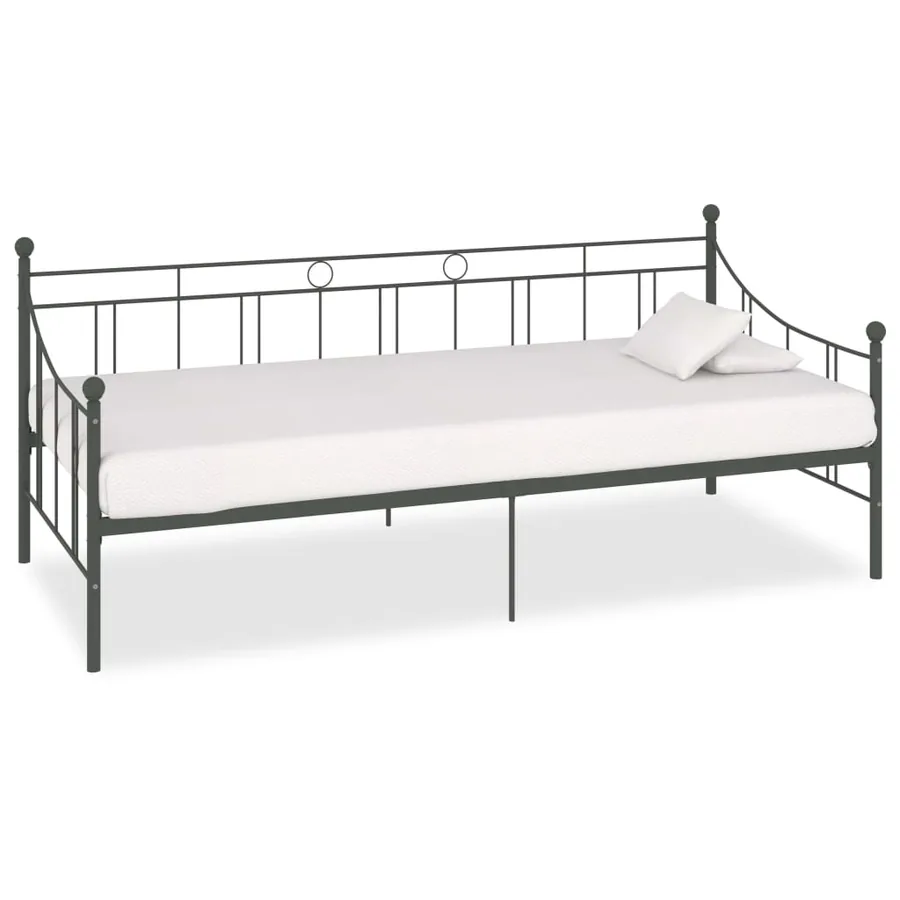 Cadre de lit de repos sans matelas gris métal 90x200 cm