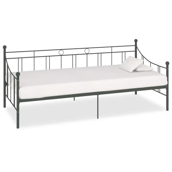 Cadre de lit de repos sans matelas gris métal 90x200 cm