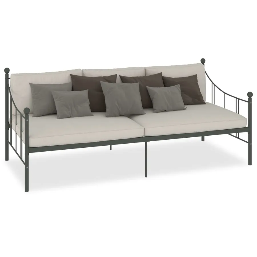 Cadre de lit de repos sans matelas gris métal 90x200 cm - 2