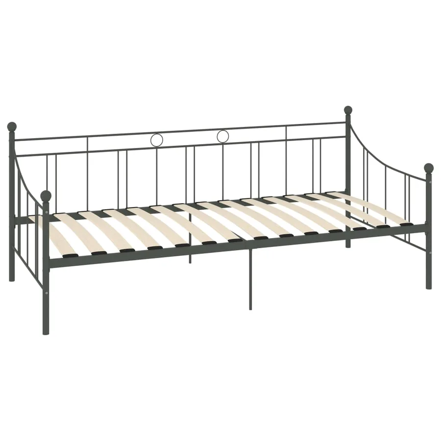 Cadre de lit de repos sans matelas gris métal 90x200 cm - 3