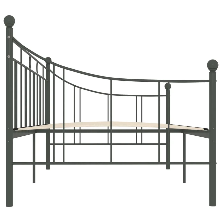Cadre de lit de repos sans matelas gris métal 90x200 cm - 5