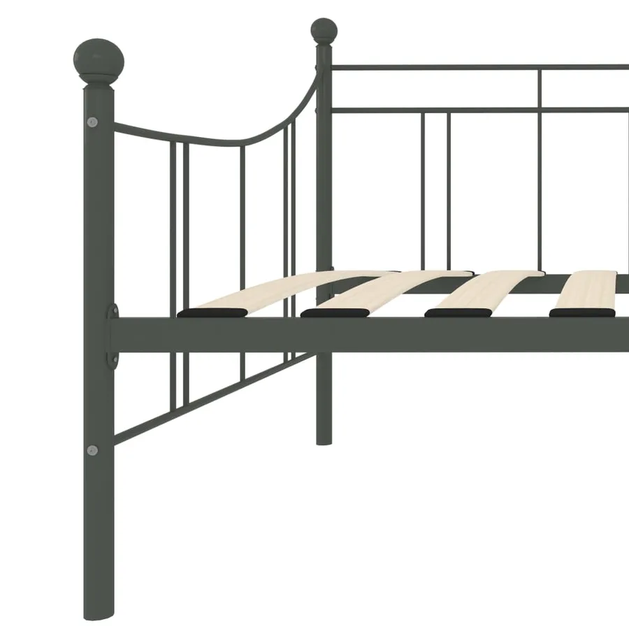 Cadre de lit de repos sans matelas gris métal 90x200 cm - 6