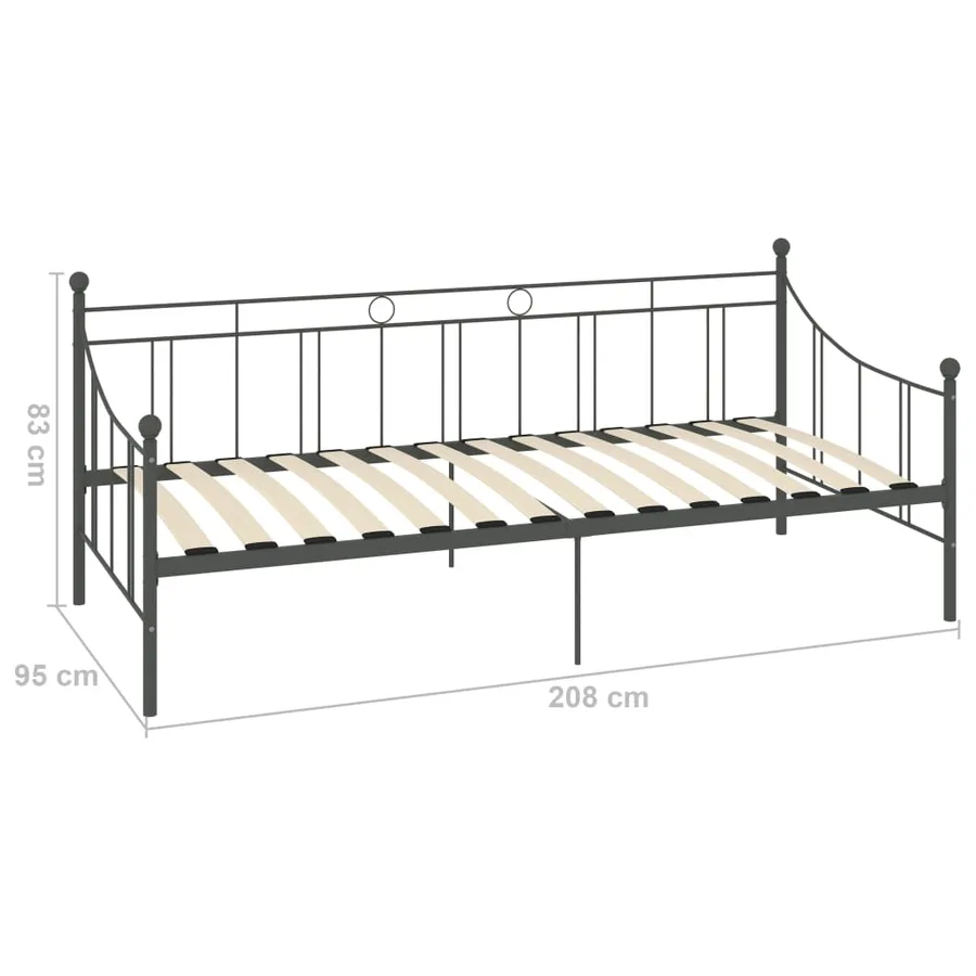 Cadre de lit de repos sans matelas gris métal 90x200 cm - 8