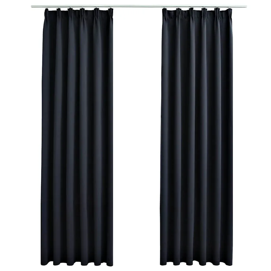 Rideaux occultants avec crochets 2 pcs Anthracite 140x175 cm - 2