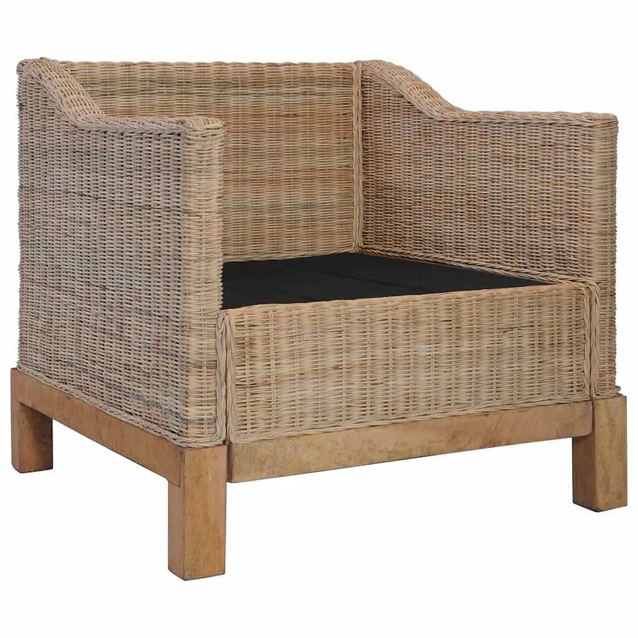 Fauteuil avec coussins Rotin naturel - 3